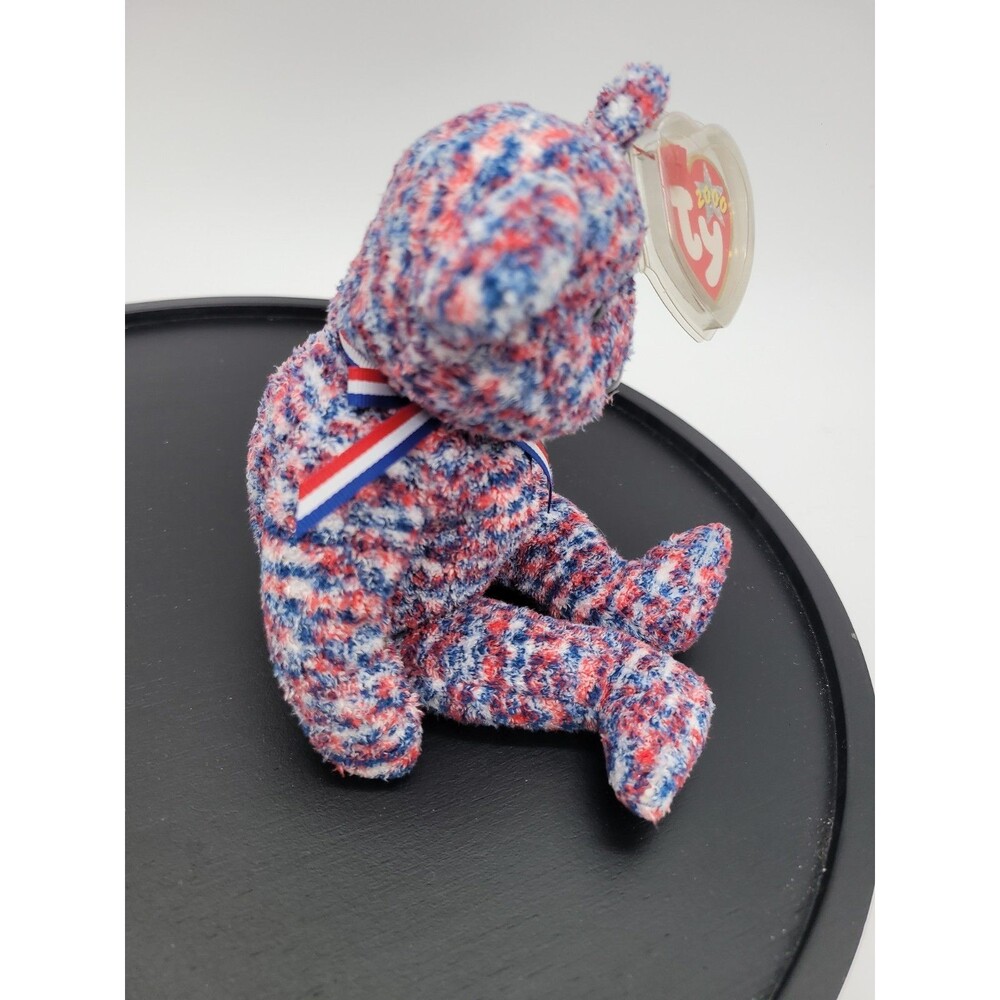 Ty Beanie Baby USA Bear DOB July 4, 2000 New with Tag Protector 8" - Picture 4 of 9
